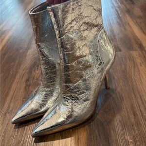 Steve Madden Metallic Silver Pointed Heeled Boots